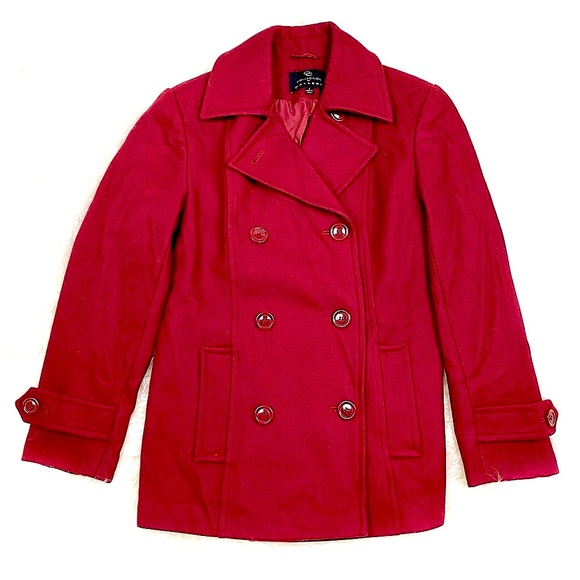 Gallery Collection GC Red Classic Wool Double Breasted Peacoat Vtg Button Front - Picture 16 of 16